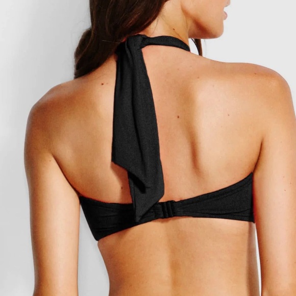 Seafolly halter bandeau bikini Top black NWOT - Picture 2 of 13